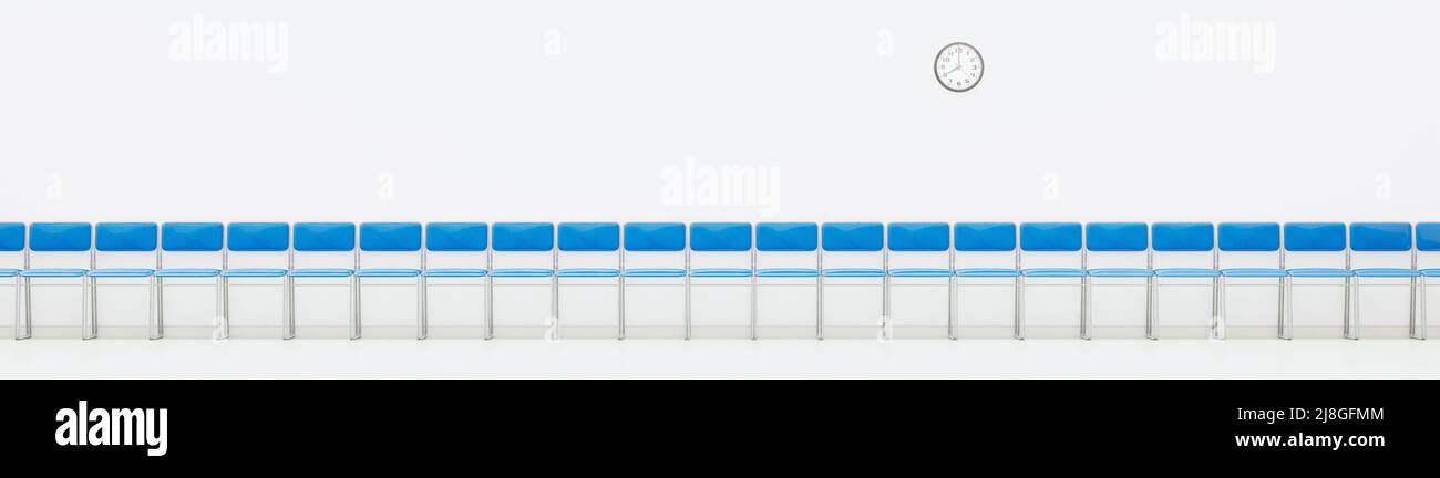 Chambre vide ou bureau avec chaises.Salle d'attente.Arrière-plan surréaliste avec espace de copie.illustration 3d, rendu 3d. Banque D'Images