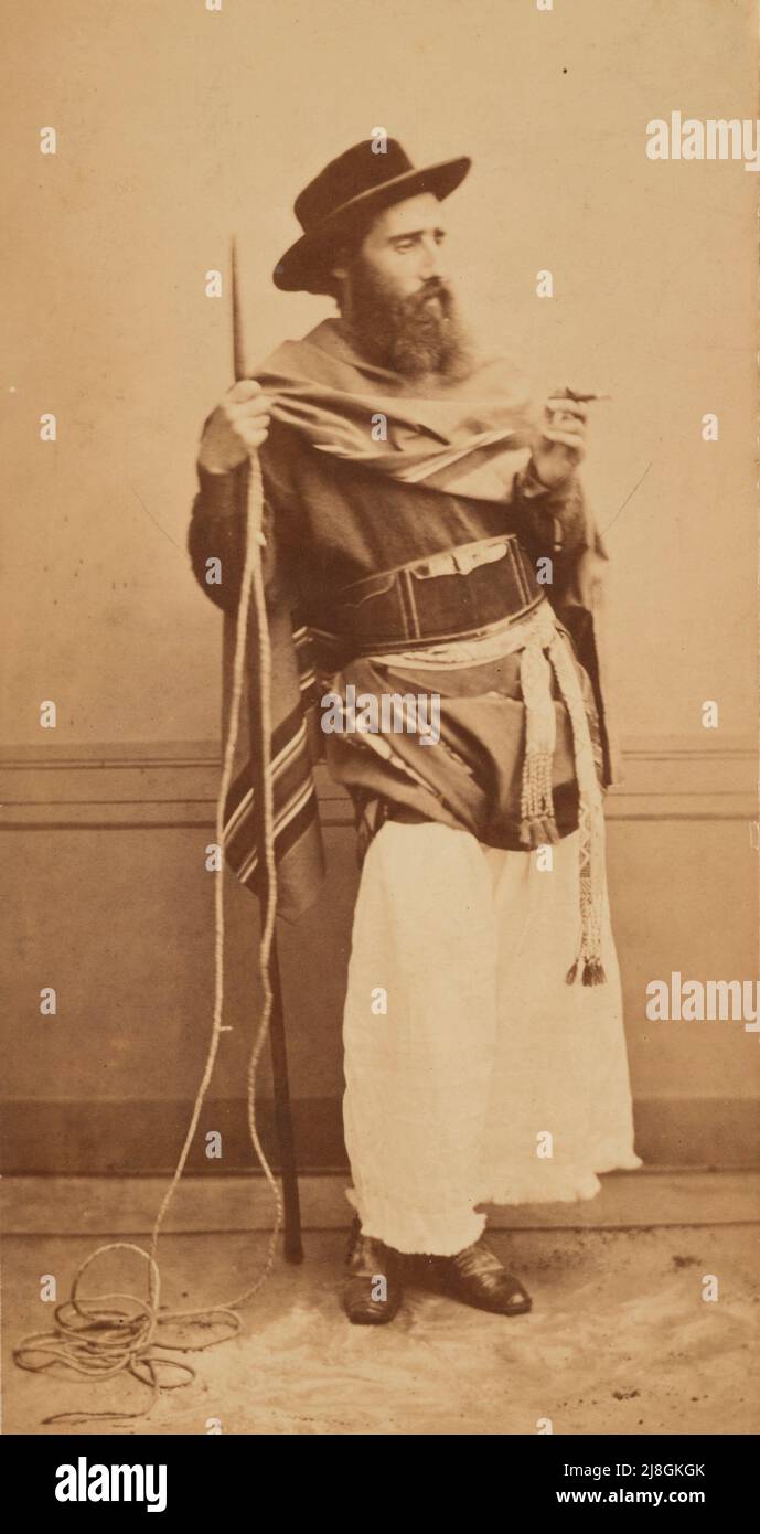Camille Pissarro vêtue de costume de Llanero, inclinable, c1852-1855. Banque D'Images