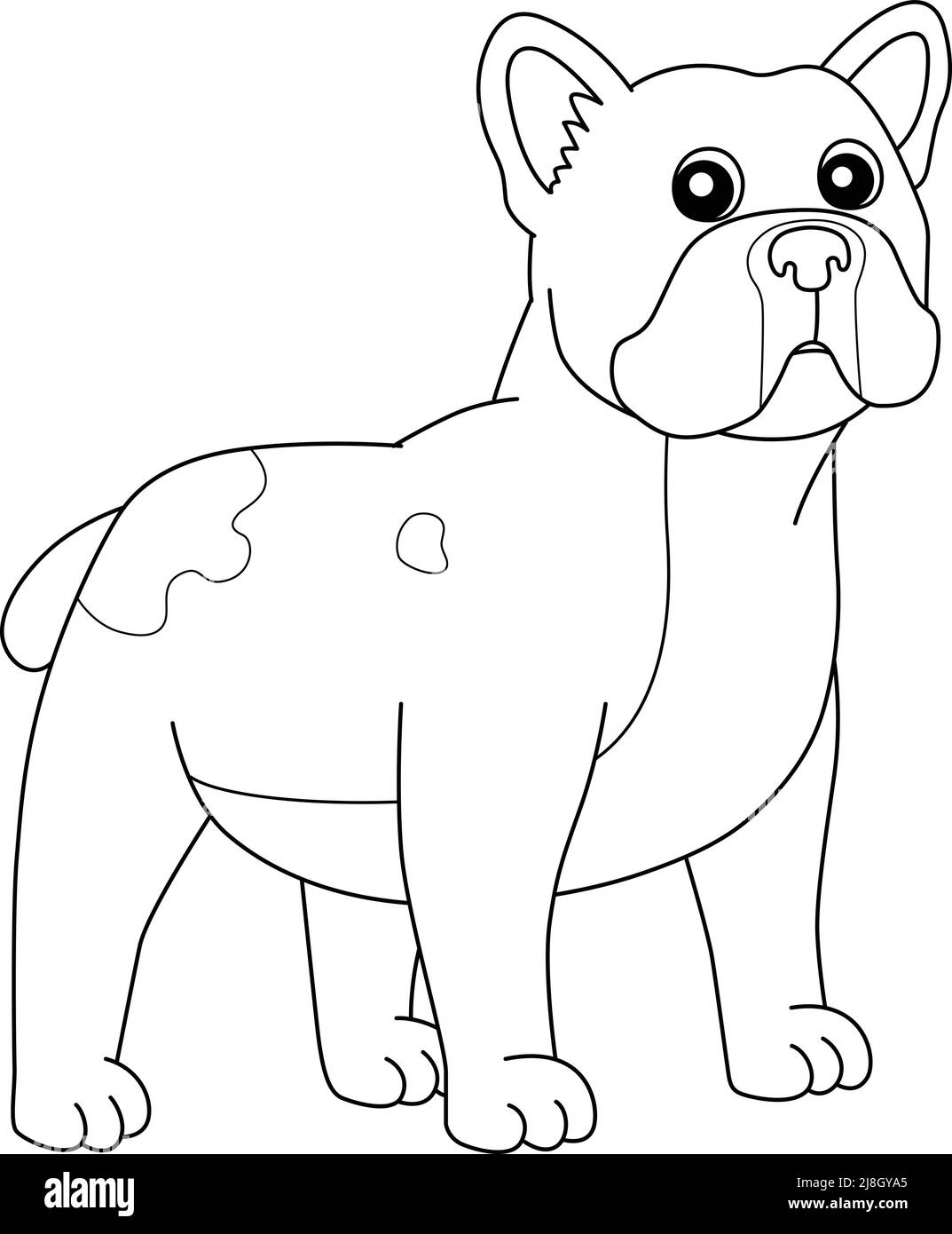 Page de coloration de chien Bulldog français isolée pour les enfants Illustration de Vecteur