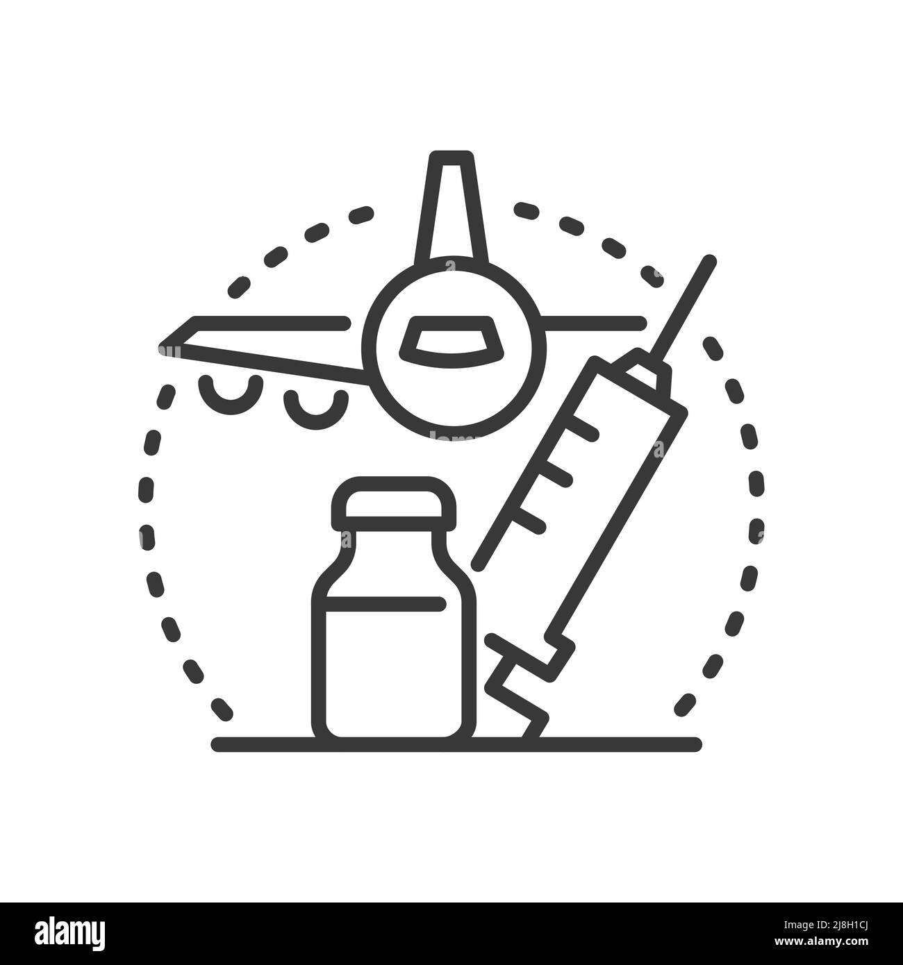 Vaccination avant le vol - conception de la ligne vectorielle unique icône isolée Illustration de Vecteur