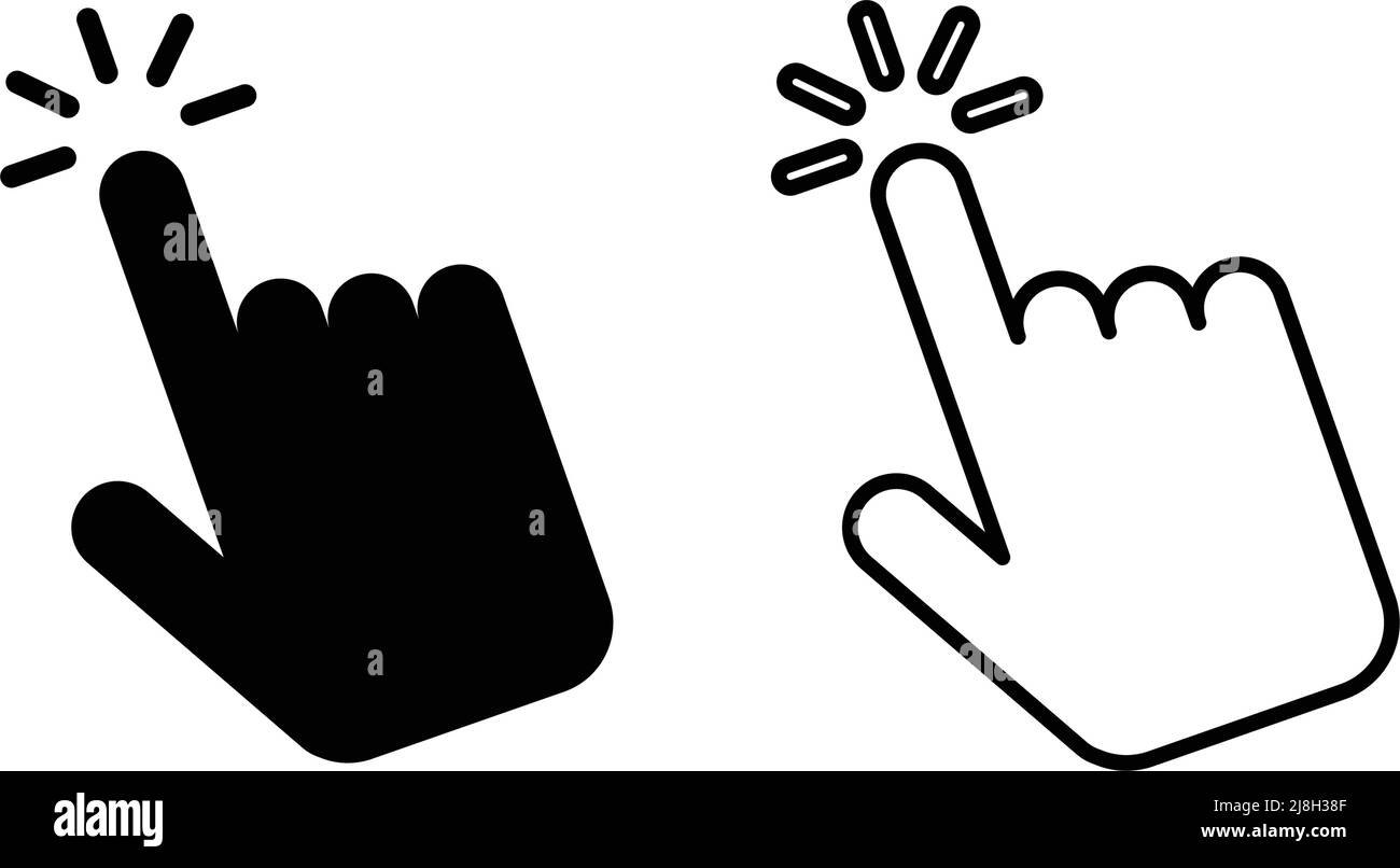 Curseur de la main sur laquelle vous cliquez. Icône de vecteur de pointeur. Vecteur modifiable. Illustration de Vecteur