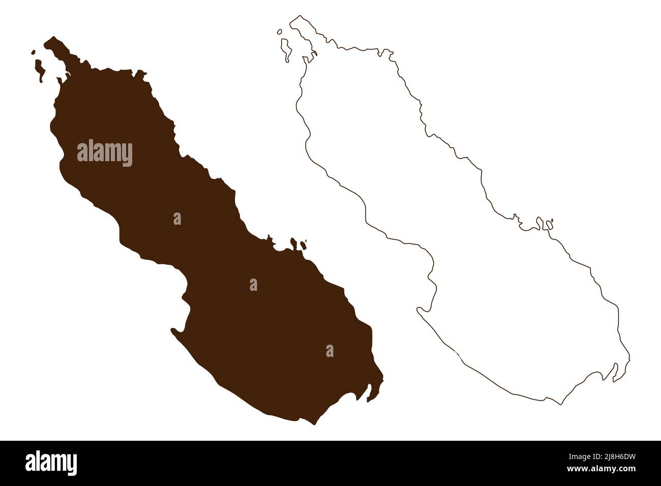 Île de Bougainville (Papouasie-Nouvelle-Guinée, Océan Pacifique, Archipel des Îles Salomon, Mélanésie) illustration vectorielle, croquis de gribouillage Bougainville ma Illustration de Vecteur