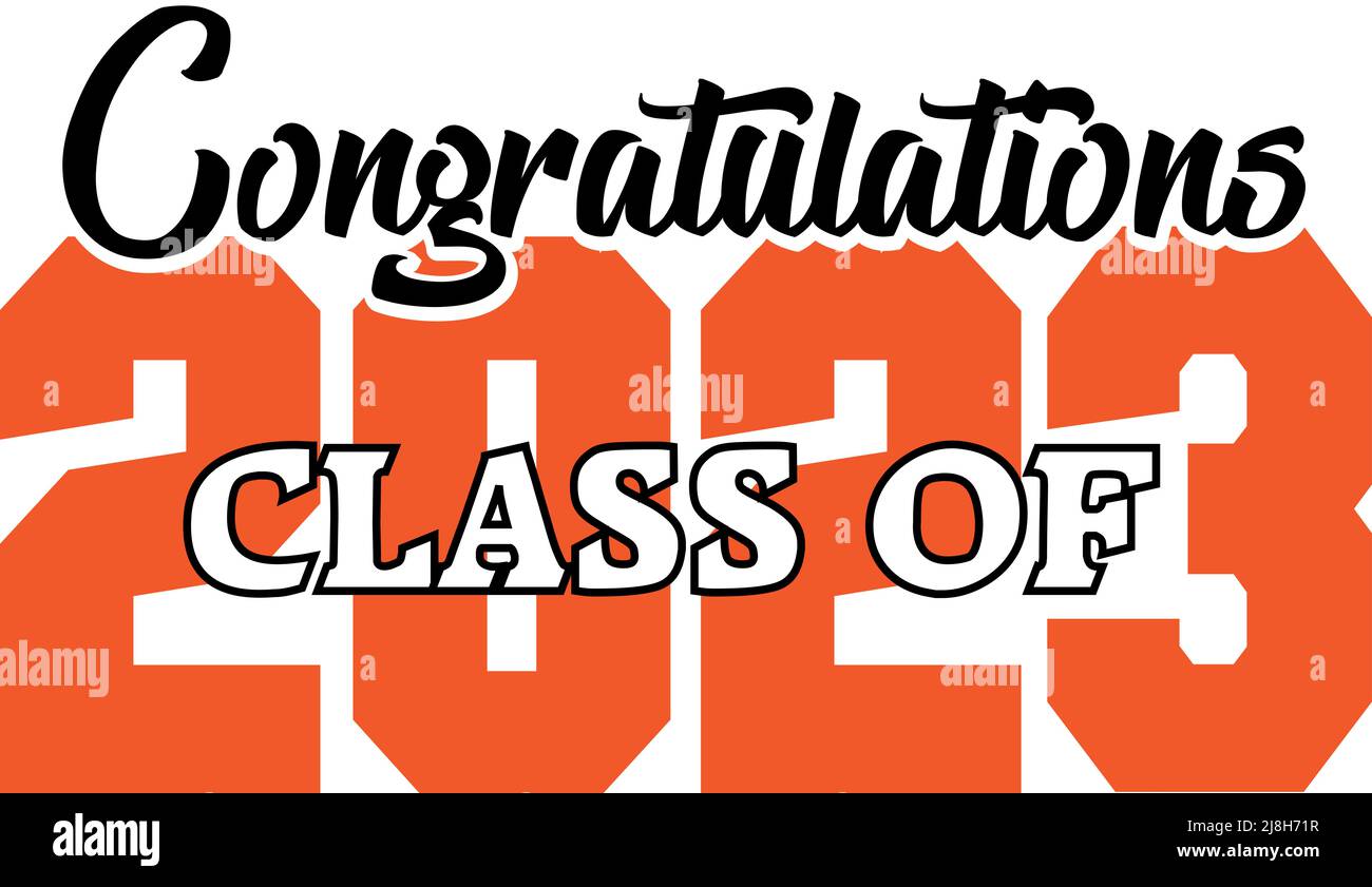 Félicitations classe de 2023 motif orange et noir Banque D'Images