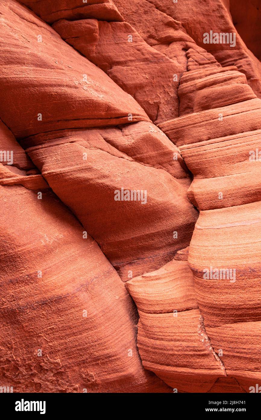 Paysage dans un canyon de fente avec des murs de roche ondulés et lisses, Canyon X, Arizona, les États-Unis Banque D'Images