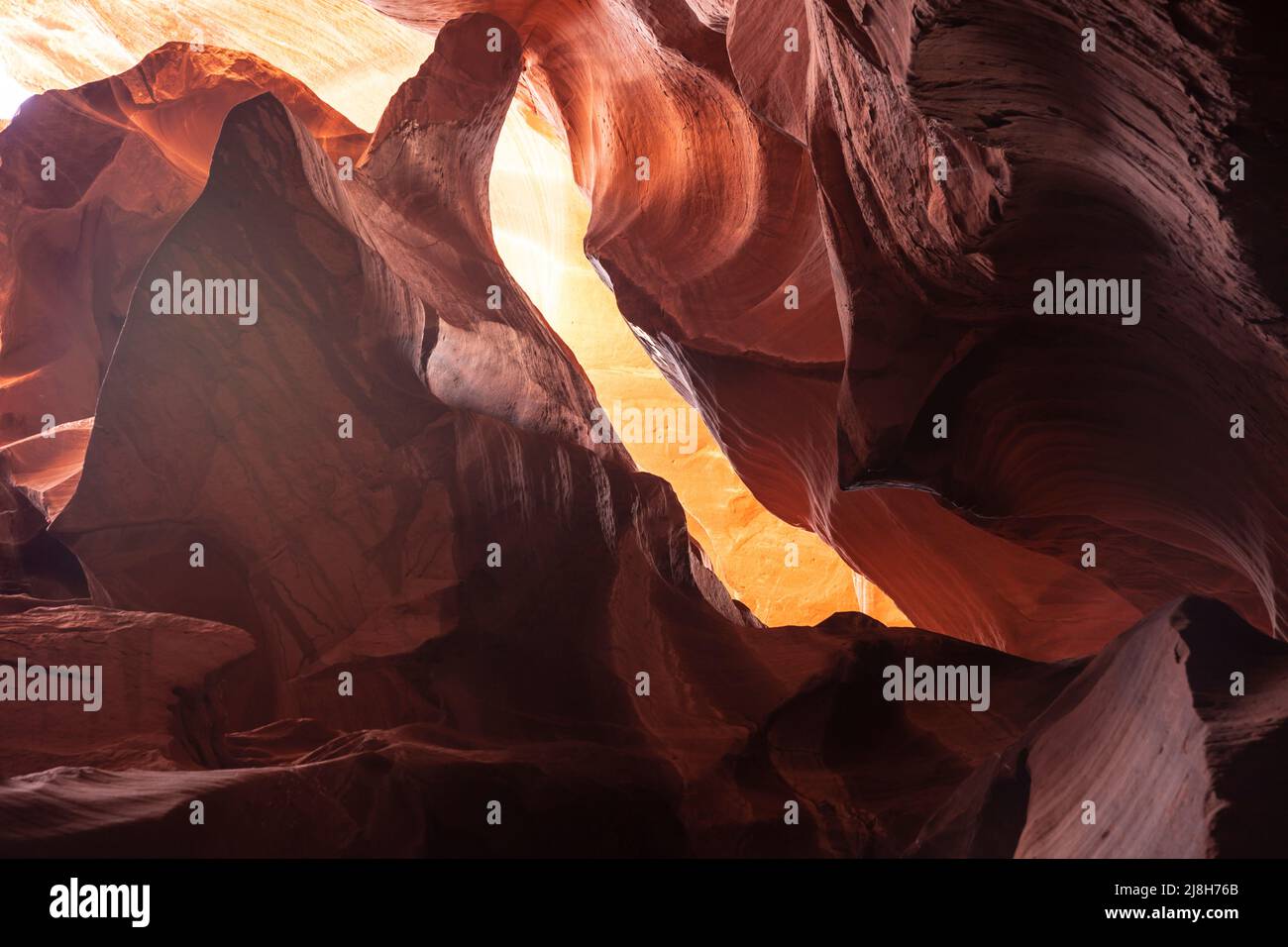 Paysage dans un canyon de fente avec des murs de roche ondulés et lisses, Canyon X, Arizona, les États-Unis Banque D'Images