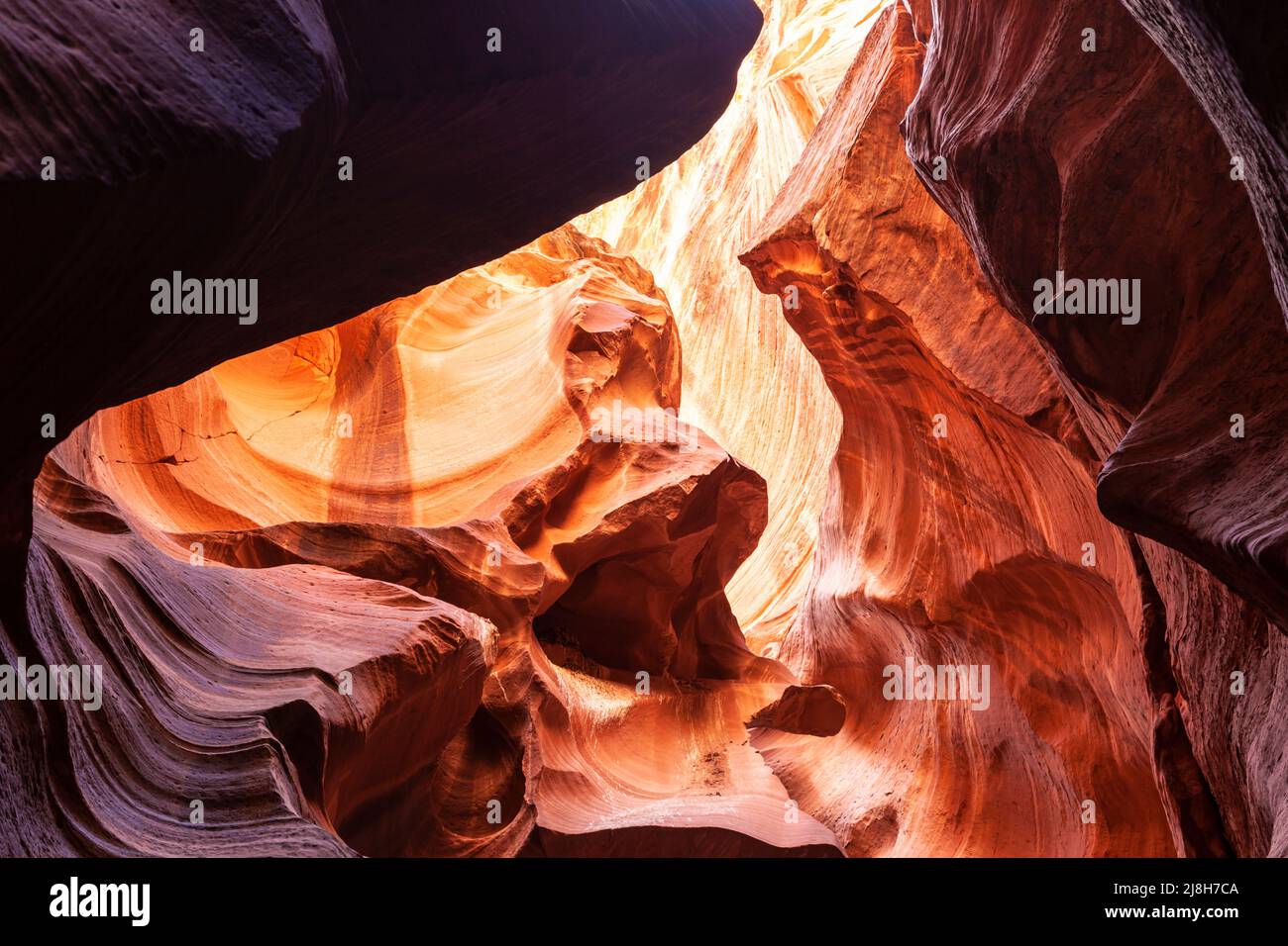 Paysage dans un canyon de fente avec des murs de roche ondulés et lisses, Canyon X, Arizona, les États-Unis Banque D'Images