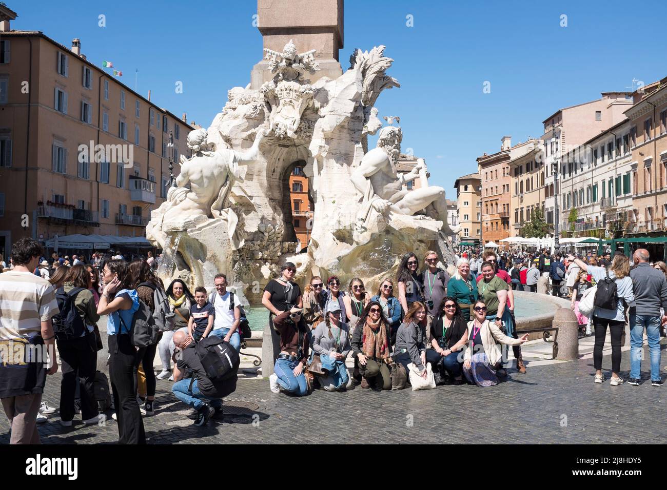 Fontaine de four Rivers ou Fontana dei Quattro Fiumi sur la Piazza Navona à Rome, Italie Banque D'Images