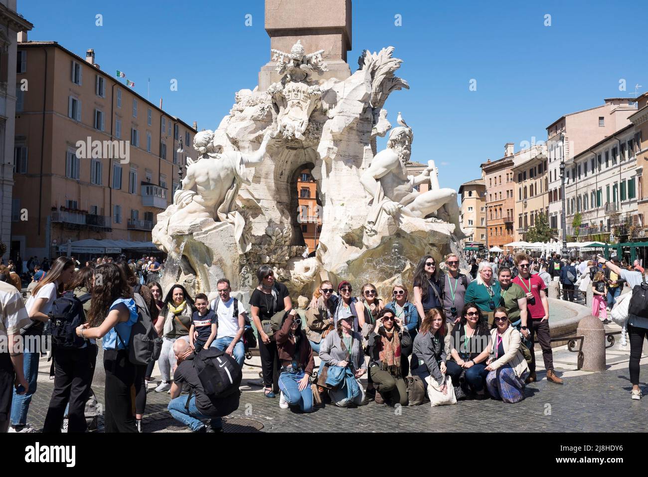 Fontaine de four Rivers ou Fontana dei Quattro Fiumi sur la Piazza Navona à Rome, Italie Banque D'Images