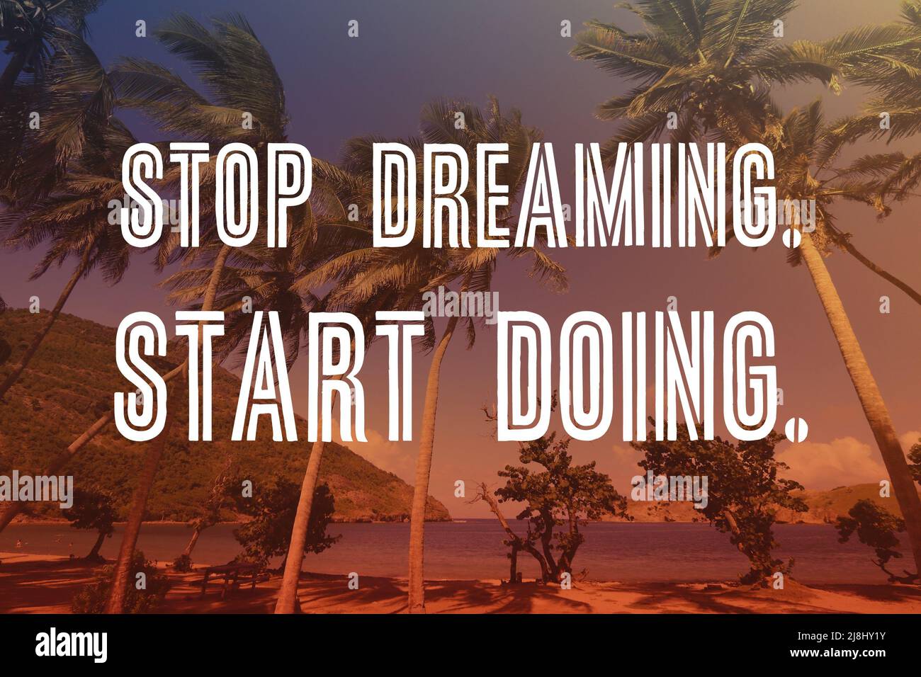Arrêtez de rêver. Commencez à faire. Affiche de texte de motivation de démarrage. Affiche d'inspiration pour les médias sociaux. Banque D'Images