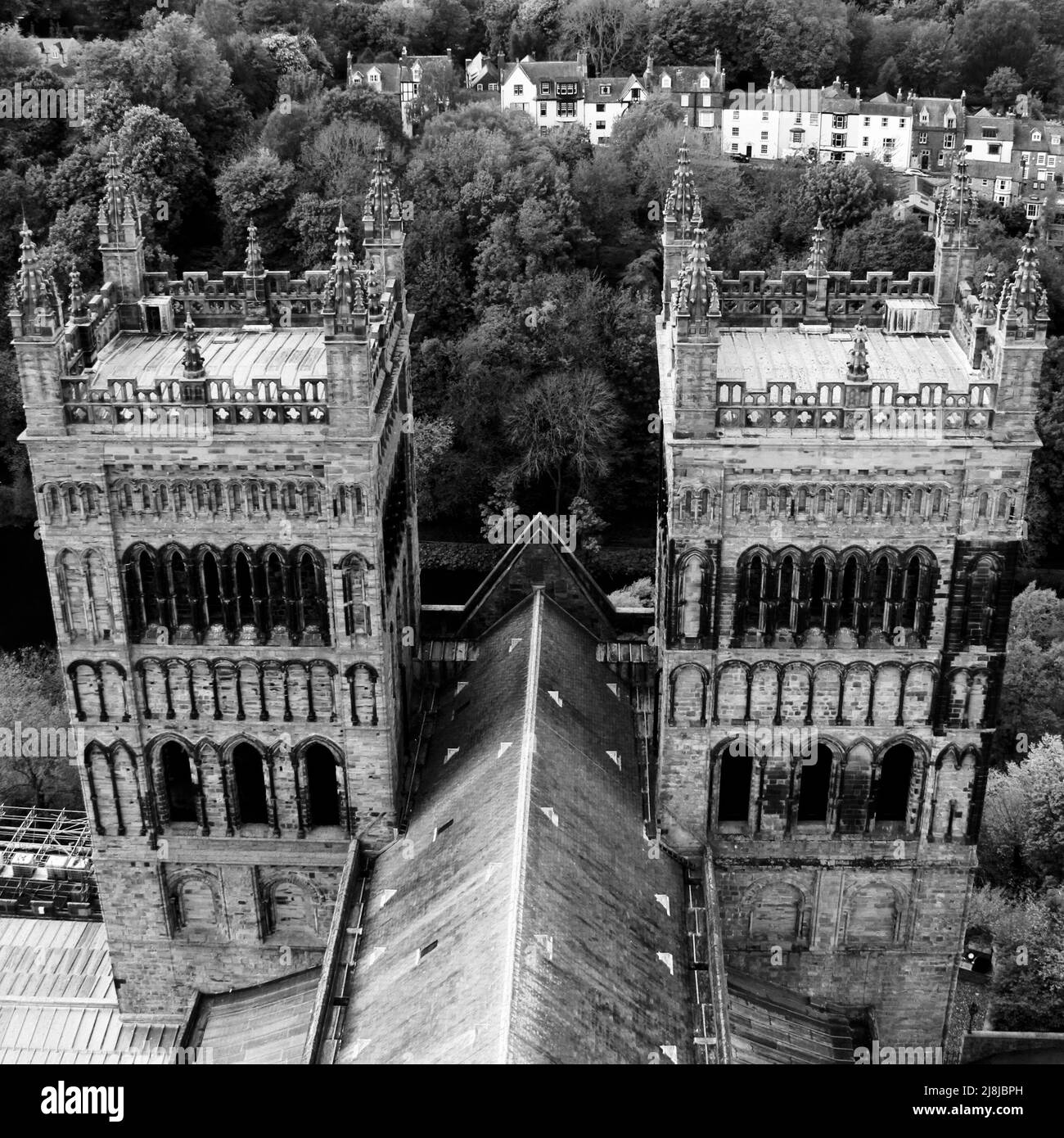 Cathédrale de Durham depuis le toit de la tour Banque D'Images