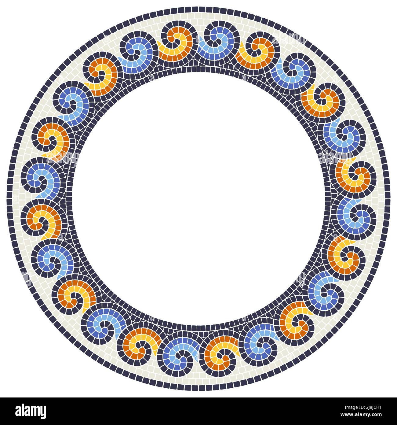 Cadre en mosaïque antique. Décoration décorative en pierre antique. Texture antique abstraite. Illustration de Vecteur