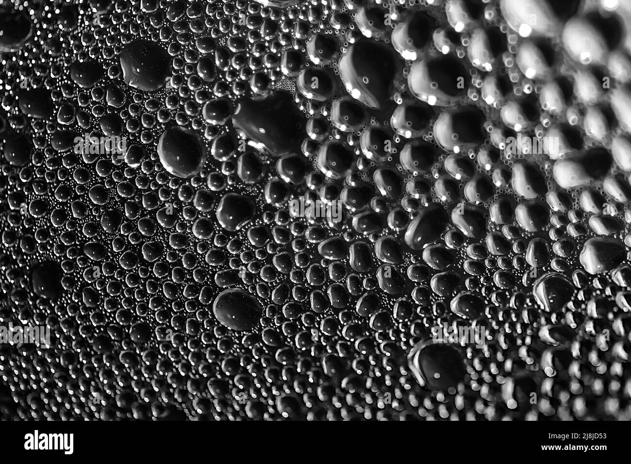 Résumé arrière-plan noir flou. Gouttes d'eau . Les gouttes d'eau sont comme des pierres. Texture de l'eau, de la pierre, de la peau reptile Banque D'Images