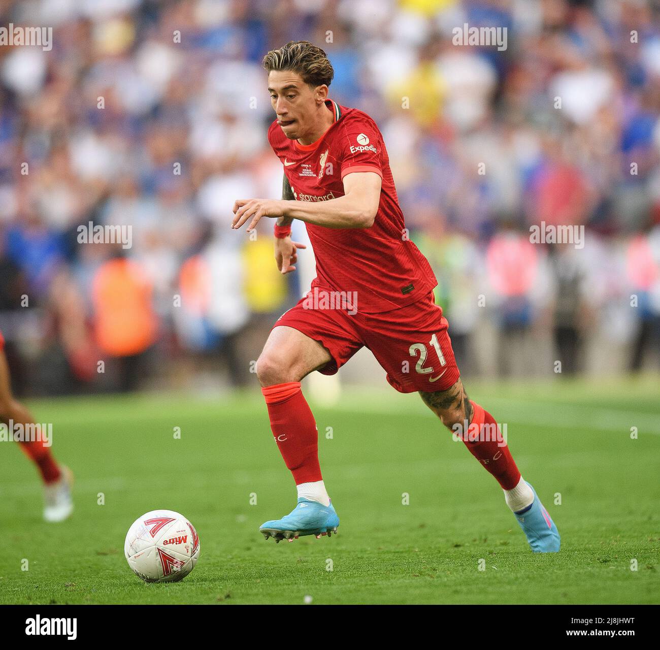 14 Mai 2022 - Chelsea v Liverpool - Emirates FA Cup final - Stade Wembley Kostas Tsimikas lors de la finale de la FA Cup au stade Wembley crédit photo : © Mark pain / Alamy Live News Banque D'Images