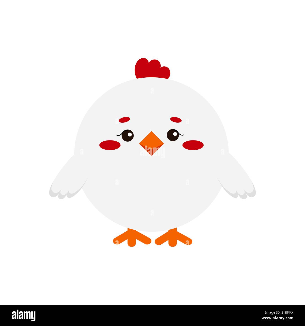 Cercle poule ferme oiseau animal visage icône isolé sur fond blanc. Illustration de Vecteur