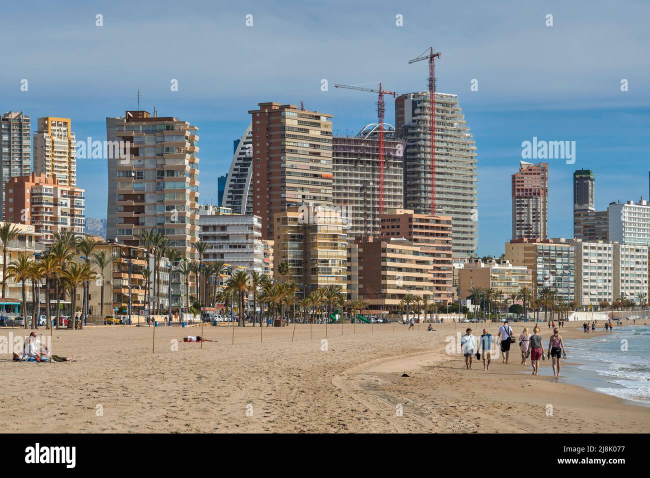 Plage de Levante en hiver, Benidorm, Costa Blanca, Espagne, Europe Banque D'Images