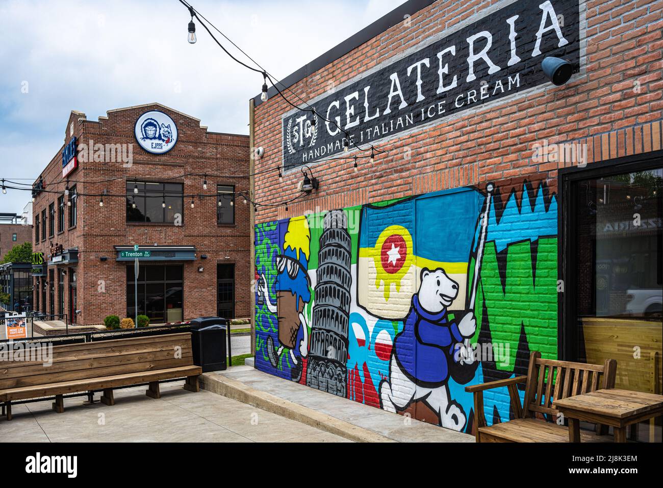 STG Gelateria, un magasin de glaces italien fait main dans le quartier de Cherry Street dans le centre-ville de Tulsa, Oklahoma. (ÉTATS-UNIS) Banque D'Images