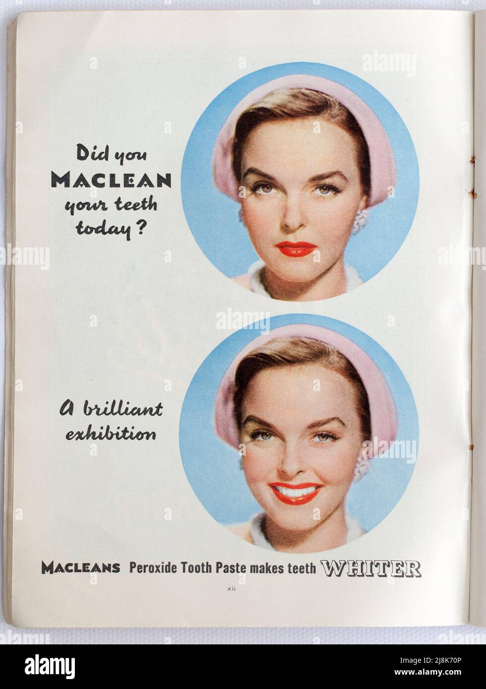 Vieux 1950s British Advertising pour le dentifrice MacBinclinis Banque D'Images