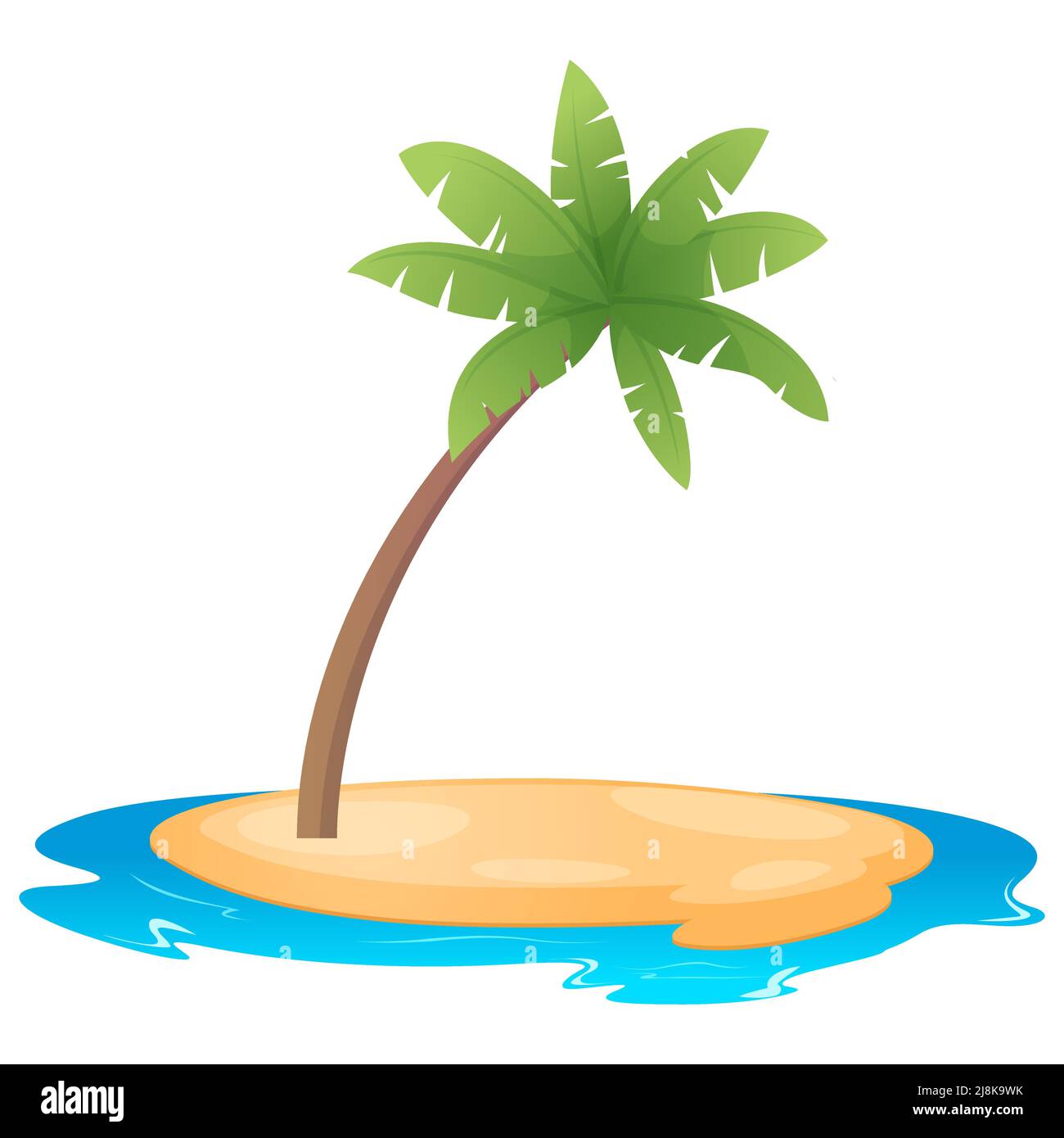 Ile de dessin animé avec plage, mer et palmier Illustration de Vecteur