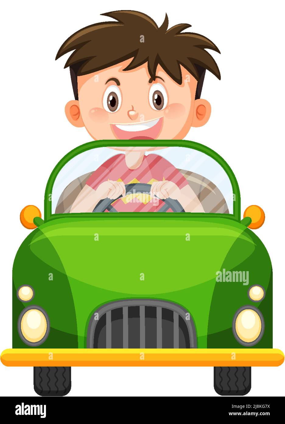 Illustration de dessin animé de voiture de conduite de garçon mignon Illustration de Vecteur