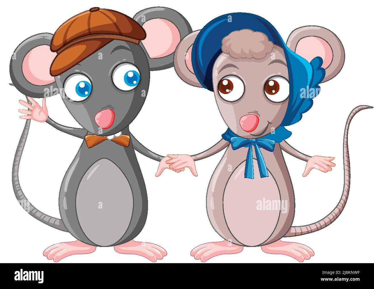 Illustration de deux rats gris tenant les mains Illustration de Vecteur