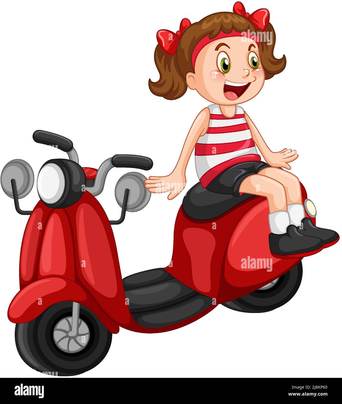 Moto rouge avec une illustration de dessin animé de fille Image Vectorielle  Stock - Alamy