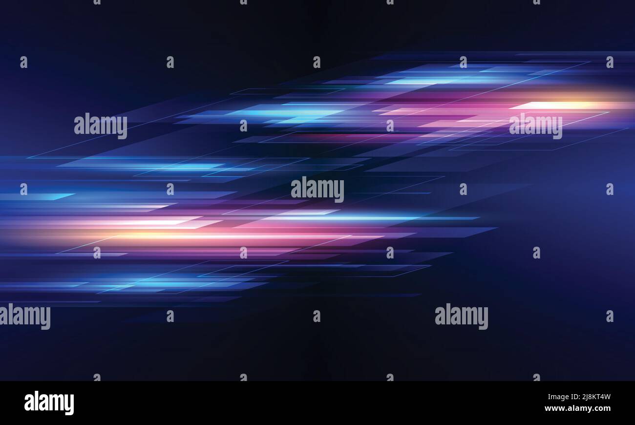 Effet de lumière moderne abstrait à grande vitesse. Arrière-plan abstrait avec faisceaux de lumière. Technologie mouvement dynamique futuriste. Modèle de mouvement pour la bannière. Illustration de Vecteur