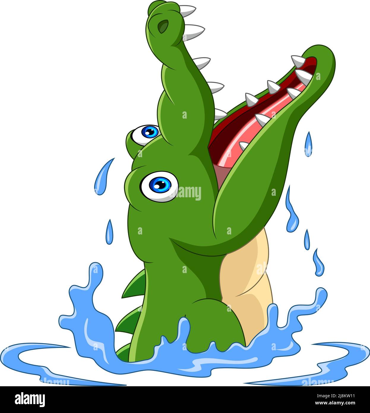 Dessin animé crocodile dans l'eau Illustration de Vecteur
