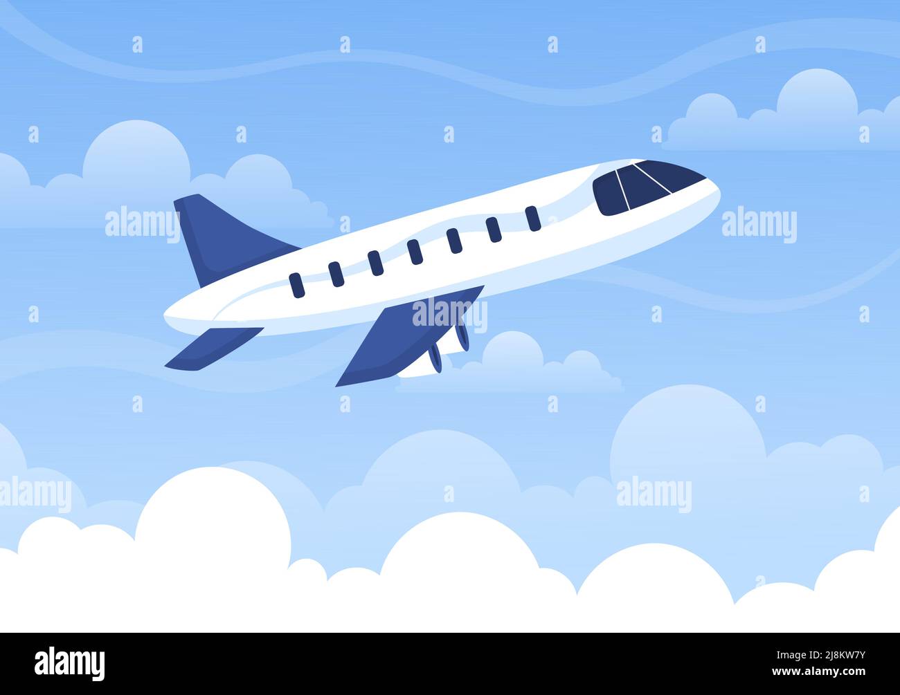 Illustration du vecteur de dessin animé avec avion, hôtesse de l'air, ville ou aéroport conception d'arrière-plan Illustration de Vecteur