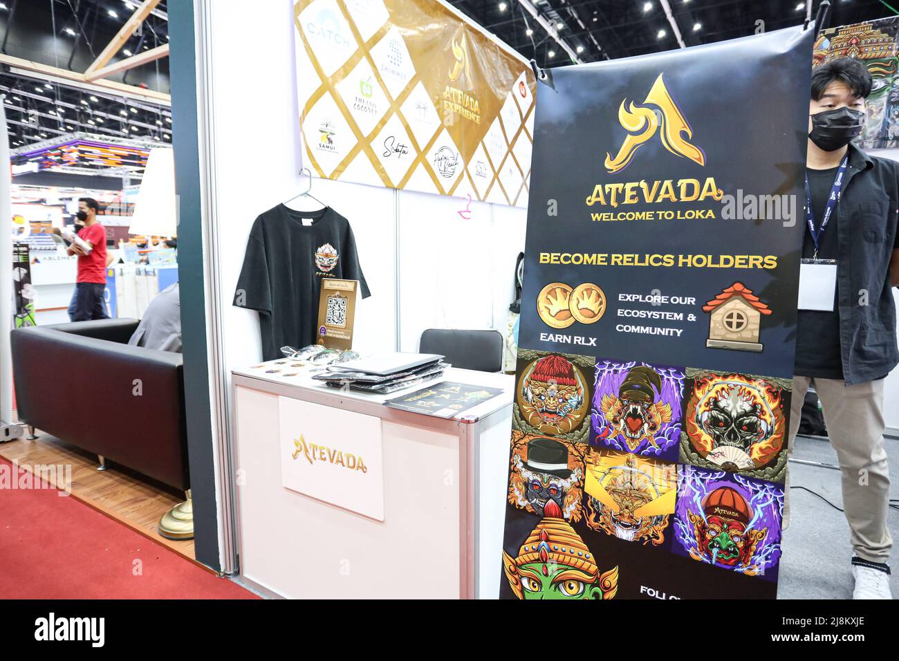 Bangkok, Thaïlande. 15th mai 2022. Stand d'exposition NFT, NFT Games et GameFi sont ouverts aux exposants pour essayer et demander plus d'informations sur leur travail à la Thailand Crypto Expo 2022. (Photo par Edirach Toumlamoon/Pacific Press) crédit: Pacific Press Media production Corp./Alay Live News Banque D'Images