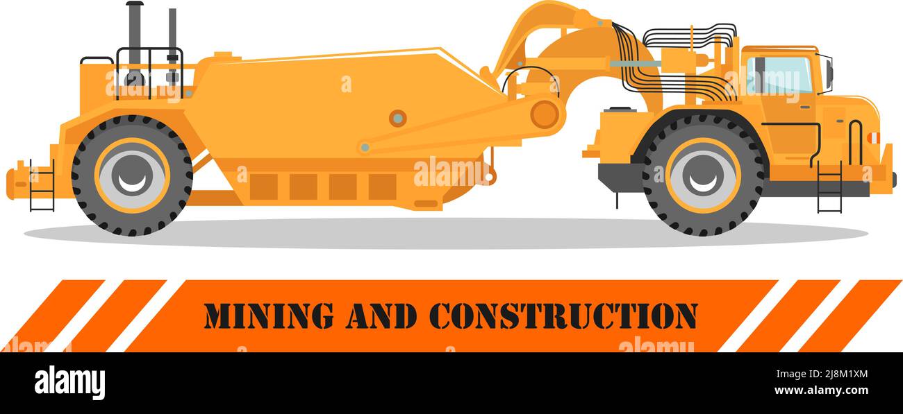 Illustration détaillée de l'exploitation minière. Camion hors route. Equipmente machine lourd d'extraction et de construction de machines. Illustration de Vecteur