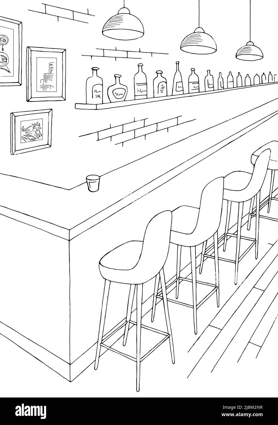 Motif barre de café noir blanc vertical intérieur croquis vecteur d'illustration Illustration de Vecteur
