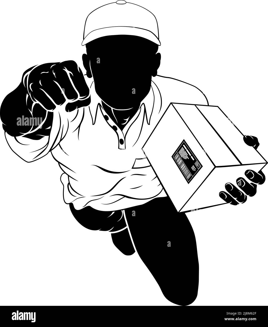 Silhouette Super Delivery Man Courier Superhero Illustration de Vecteur