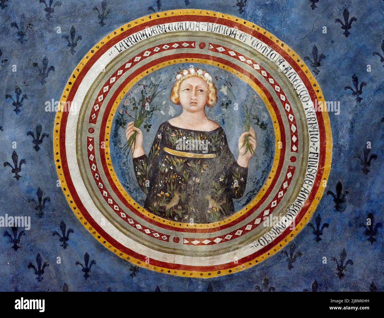 La Primavera - affresco - Cristoforo di Bindoccio e Meo di Pero - seconda metà del XIV secolo - Asciano (si) ,Italia, Museo Civico di Arte Sacra Banque D'Images