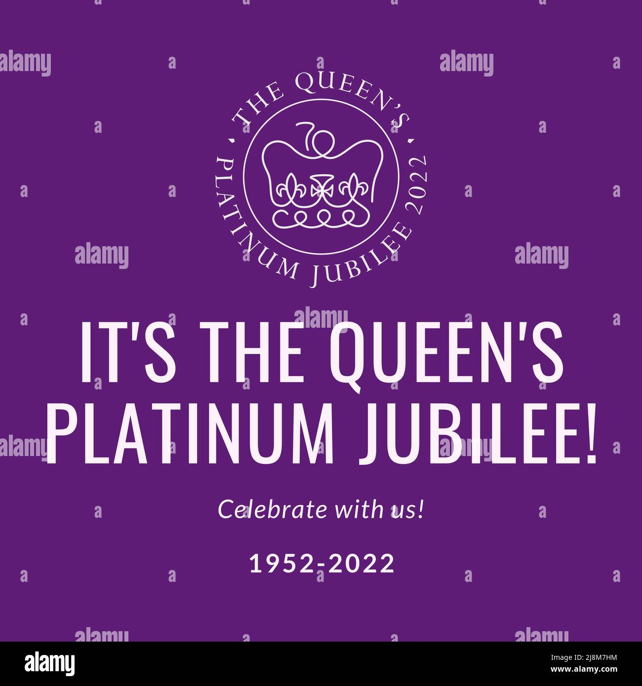 Londres, Royaume-Uni - 2022 : bannière du jubilé Platinum pour le 70 anniversaire de la reine Elizabeth II Poste de célébration royale, circulaire Banque D'Images