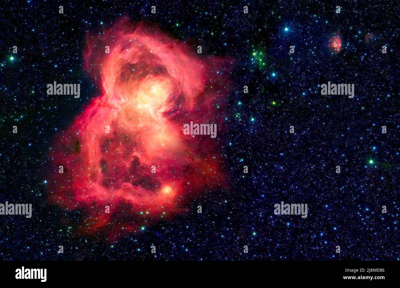 Pépinière pour des centaines d'étoiles de bébé par télescope spatial Spitzer. Amélioration numérique. Éléments de la NASA Banque D'Images