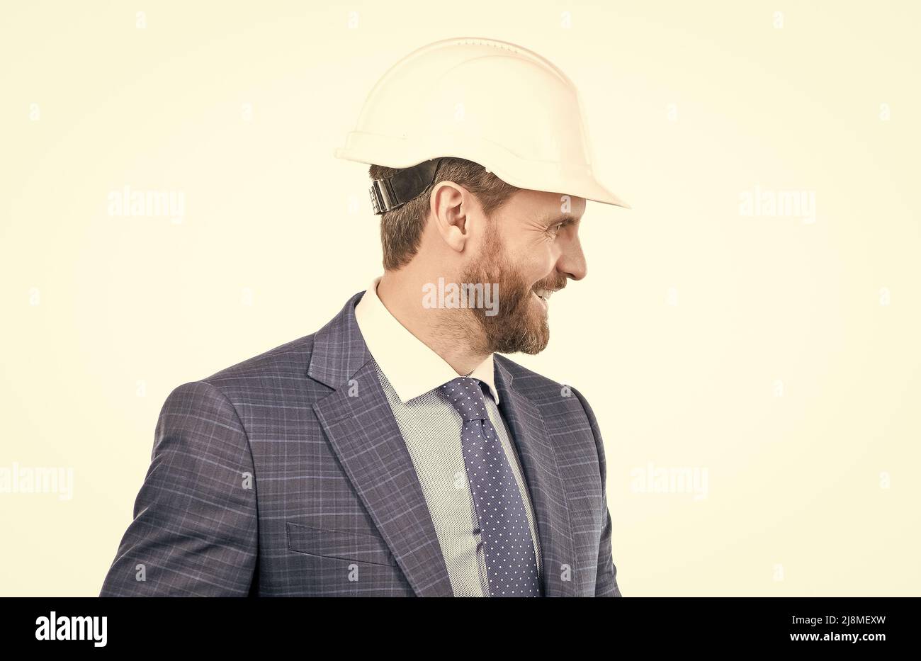 Pour un avenir meilleur, plus d'ingénieur civil.Bonne conception côté-face.Portrait de profil homme professionnel Banque D'Images