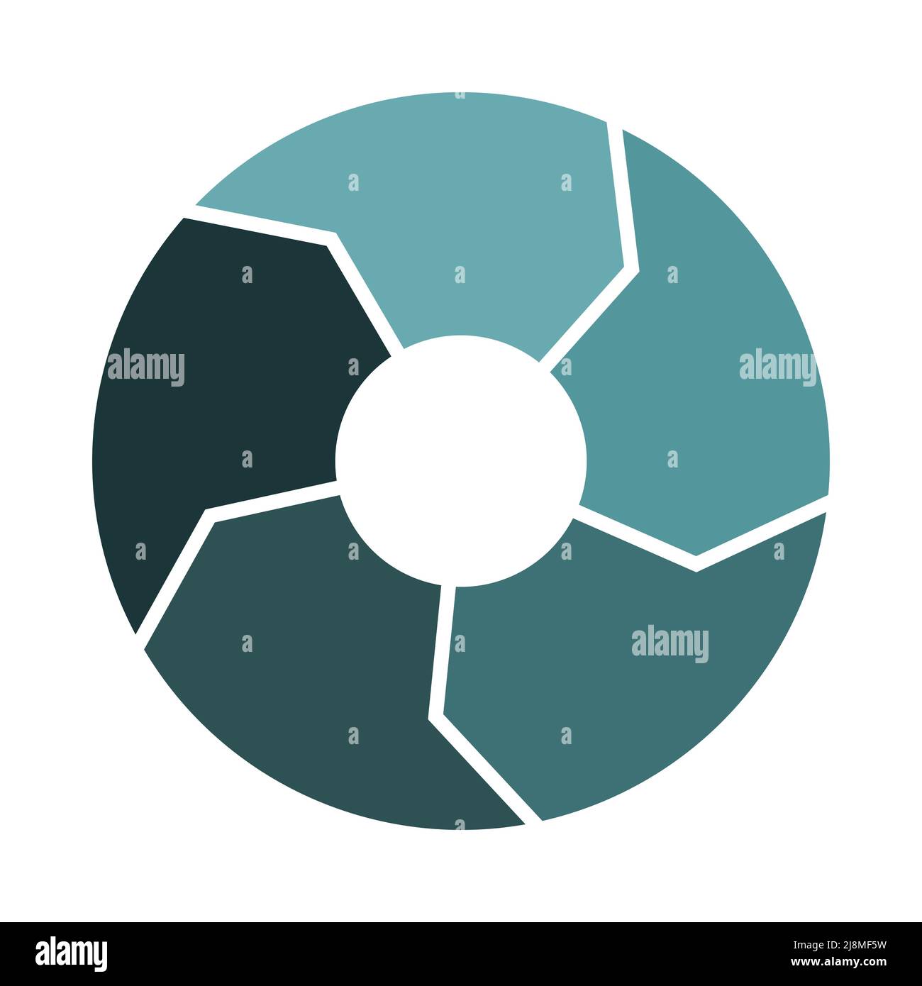 Icône de circulation de cycle de vie avec 5 flèches. Cinq parties épaisses spin Ingraphe. Info-graphiques turquoise cercle vert menthe chaude. Illustration vectorielle plate. Illustration de Vecteur