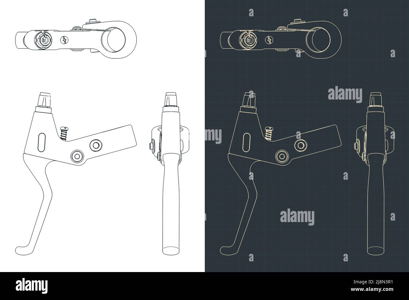 Illustration vectorielle stylisée de modèles de levier de frein de vélo Illustration de Vecteur