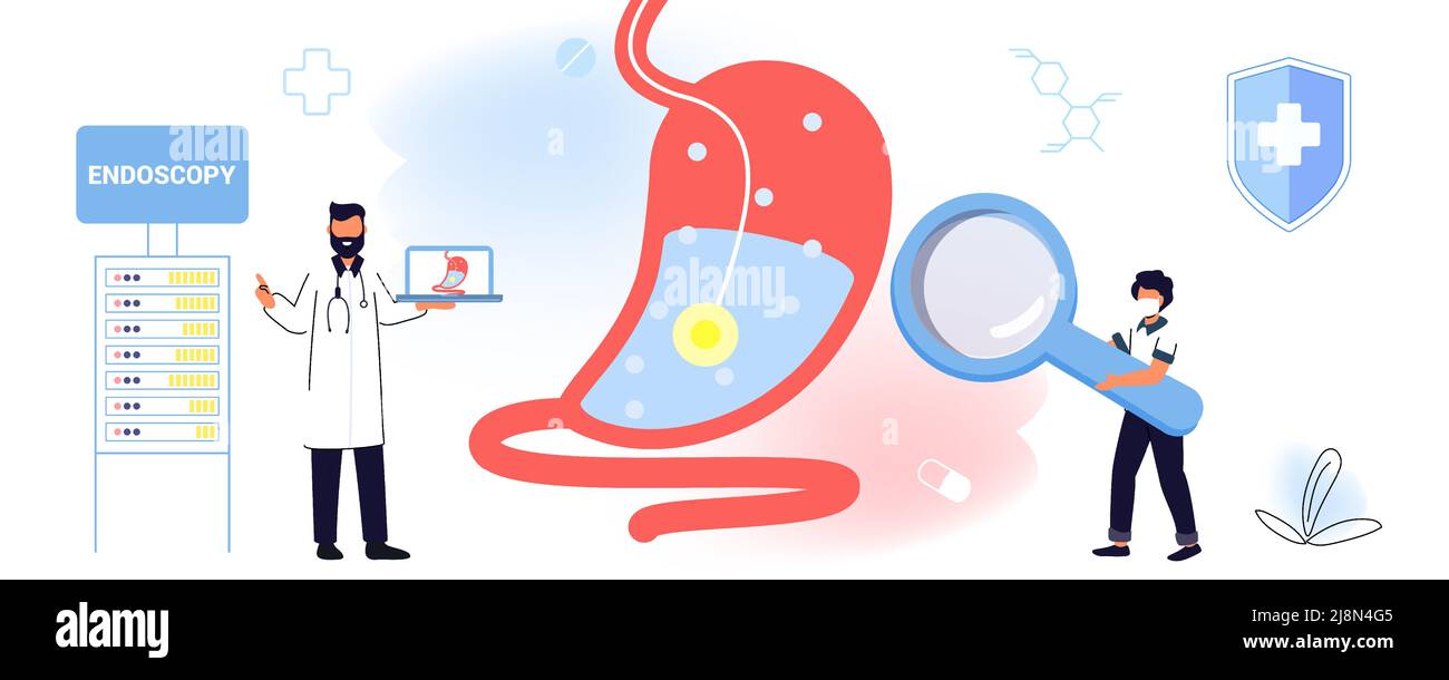 Endoscopie technologie de soins de santé concept vecteur illustration gastro-entérologie système gastrique et digestif maladies des organes internes médicaux soins de santé Illustration de Vecteur