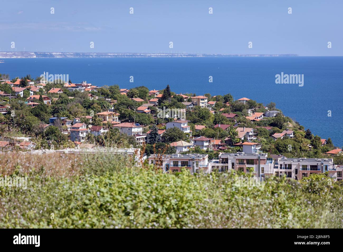 Izgrev - localité Sunrise et Fish-Fish entre le village d'Obrochishte et la ville de Balchik, ville côtière de la mer Noire dans la région sud de Dobruja, au nord-est Banque D'Images