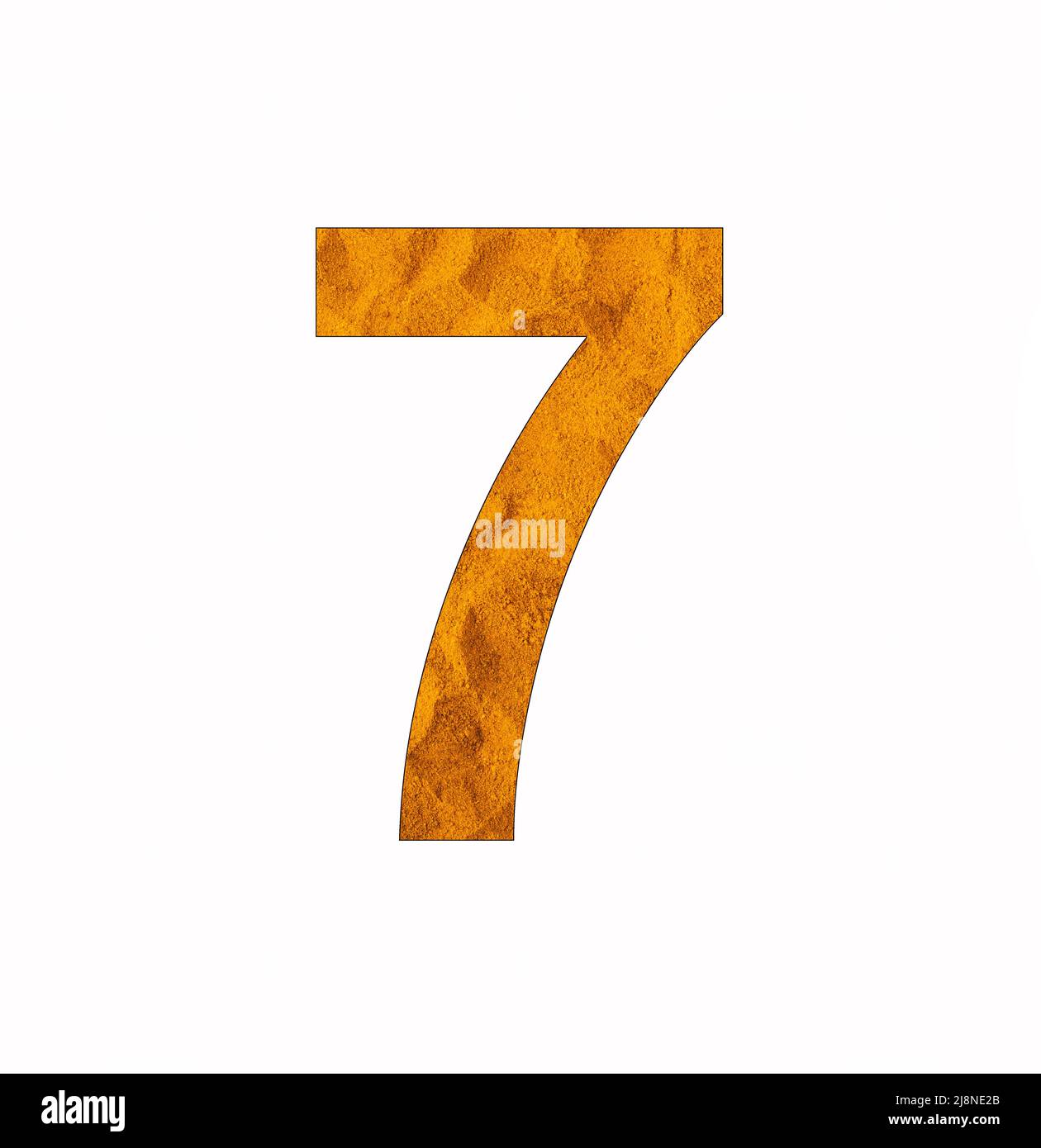 Numéro 7 - sept chiffres sur fond curcuma Banque D'Images