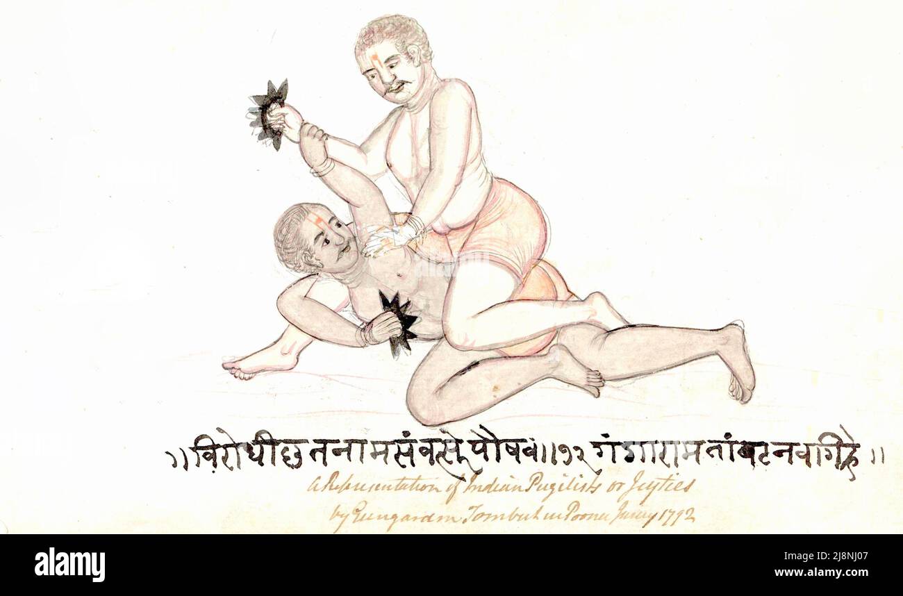 Gangaram Chintaman Tambat - deux Jeyties Wrestling - 1792 Banque D'Images