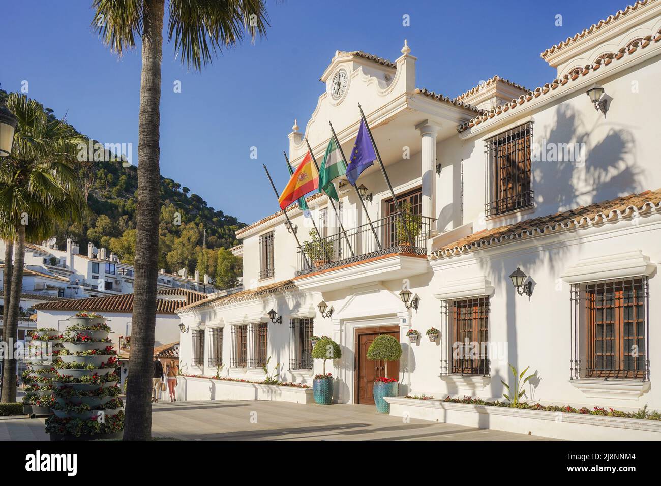 Hôtel de ville dans le village lavé de Mijas pueblo, Andalousie, province de Malaga, Espagne Banque D'Images