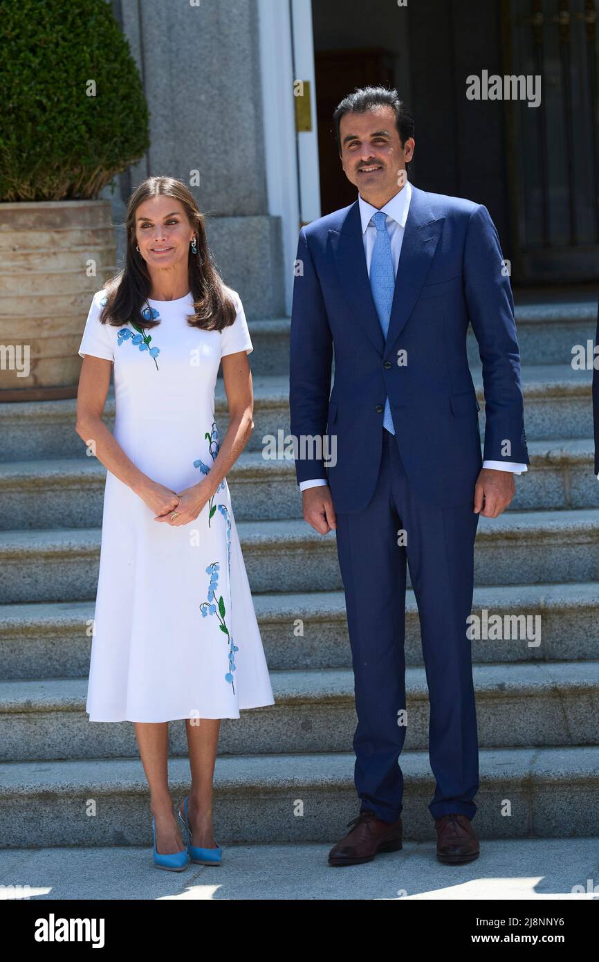 17052022 Madrid Reine Letizia avec le Cheikh tamin Bin Hamad Al Thani