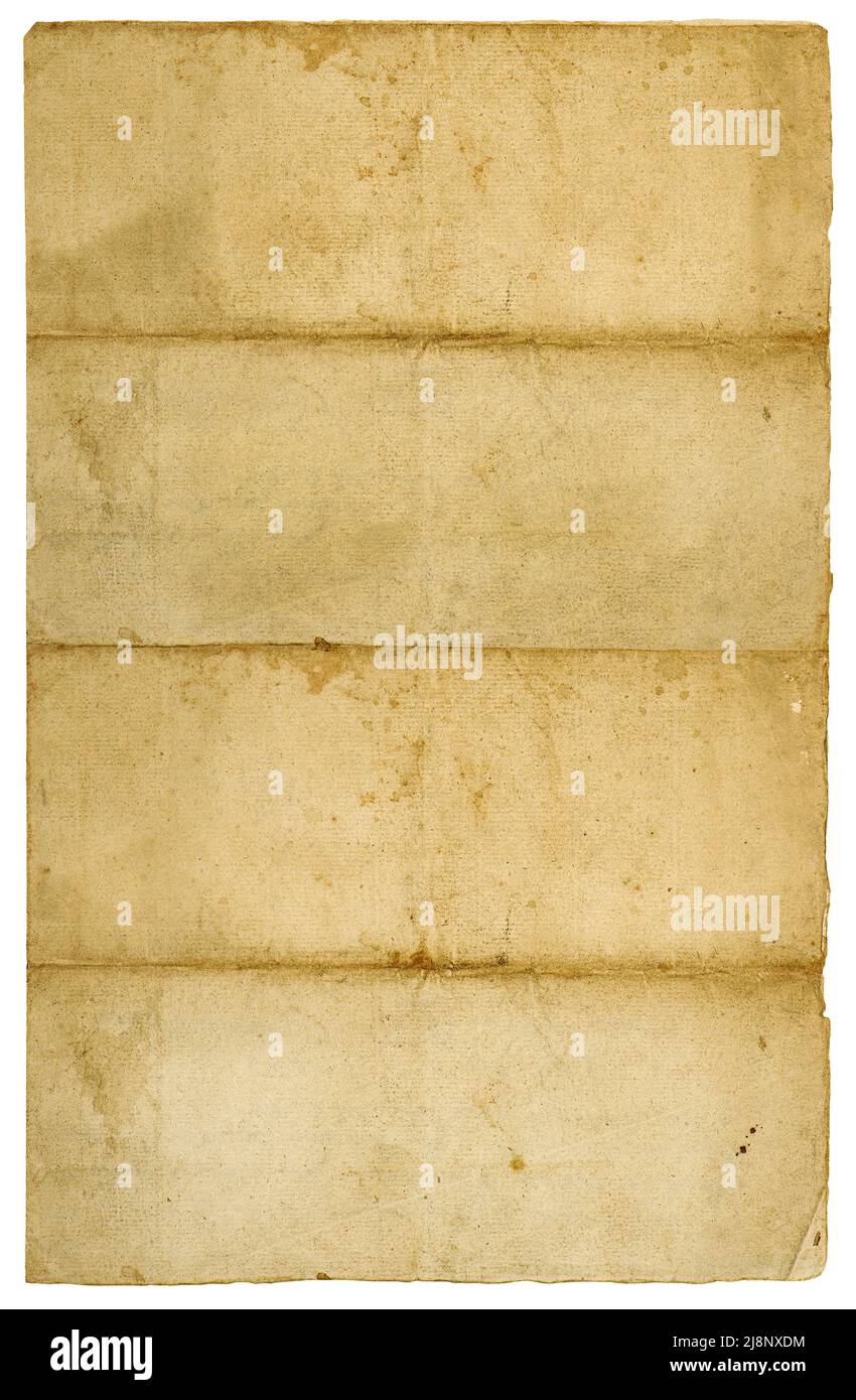 Feuille de papier usagée avec bords déchirés isolée sur fond blanc Banque D'Images