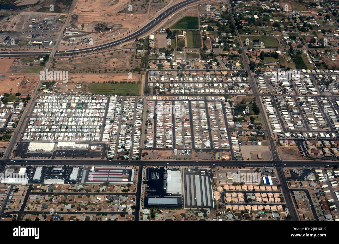 Vue aérienne du logement à Mesa, Arizona. Banque D'Images