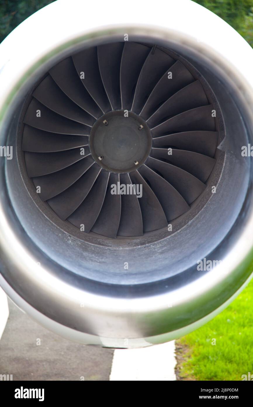 le gros plan de la turbine du moteur à jet n'est pas utilisé Banque D'Images
