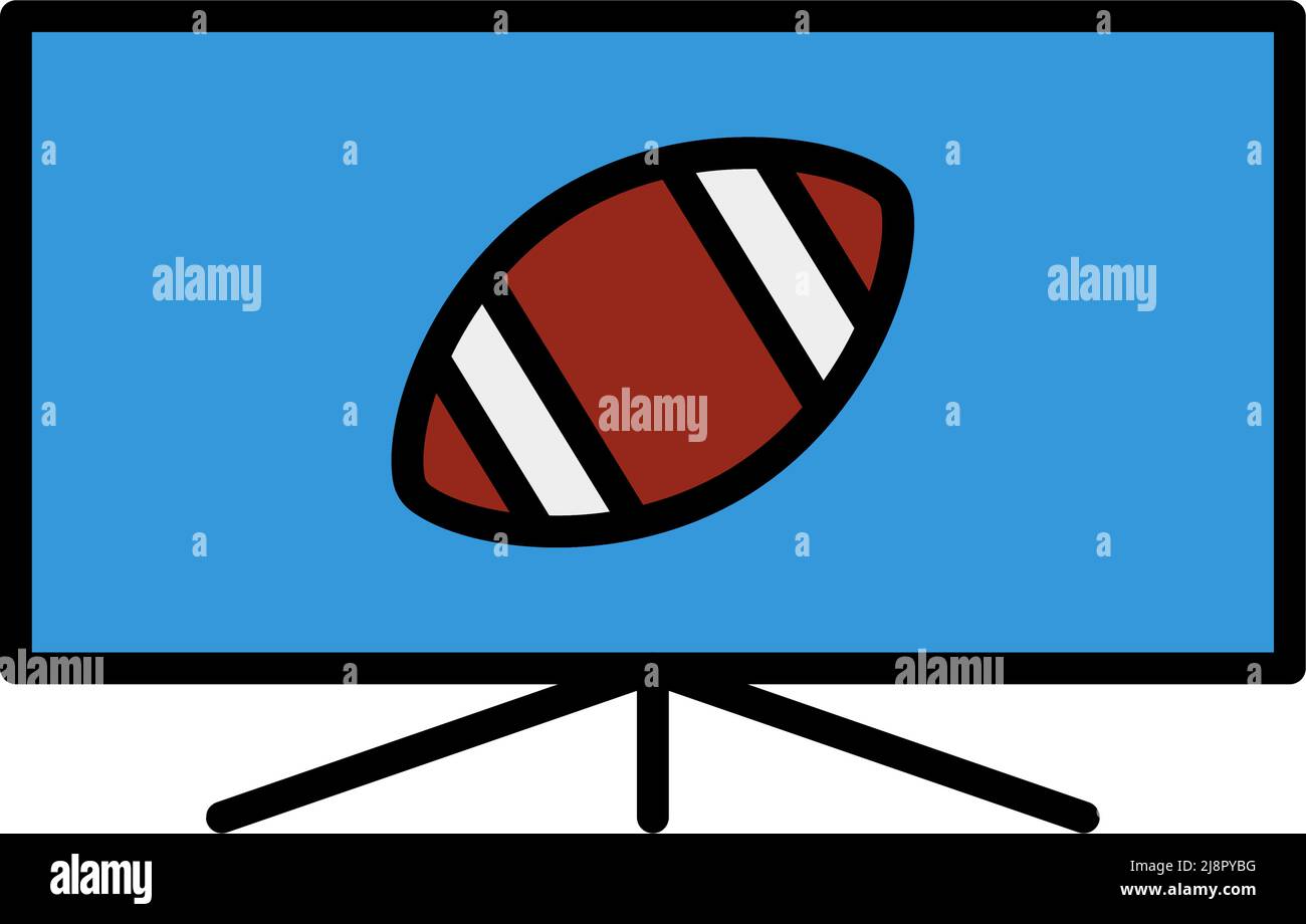 Icône American football TV.Contour gras modifiable avec Color Fill Design.Illustration vectorielle. Illustration de Vecteur