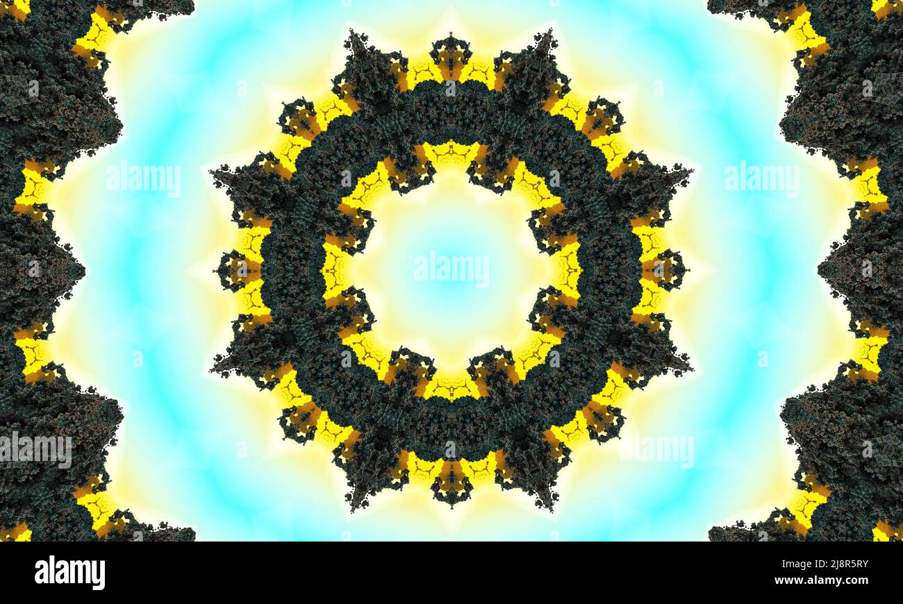 Décoration circulaire élégante grise et bleu clair sous forme de fleur stylisée. Modèle Kalédoscope pour la fabrication de l'emballage, de la raclage, du cadeau W Banque D'Images