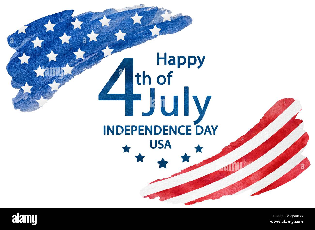 Bonne journée de l'indépendance. Dessin aquarelle du drapeau américain Banque D'Images